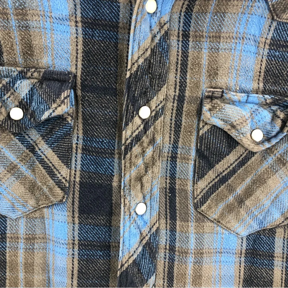 Wrangler Shacket Mens XL Blue Shirt Jacket Pearl Snap Western Vintage